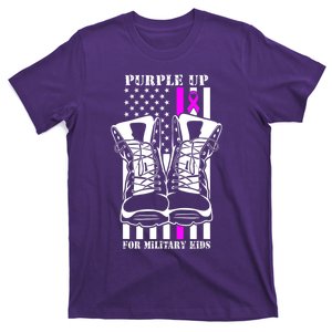 Purple Up For Military Military Child Month USA Flag T-Shirt