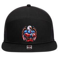 Patriotic Us Flag Patriotic Eagle July Usa American Flag 7 Panel Mesh Trucker Snapback Hat