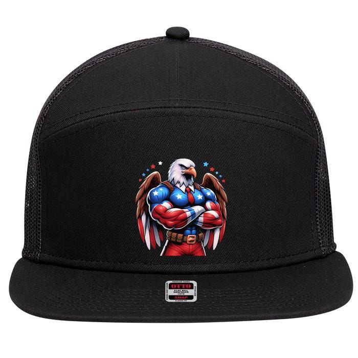Patriotic Us Flag Patriotic Eagle July Usa American Flag 7 Panel Mesh Trucker Snapback Hat