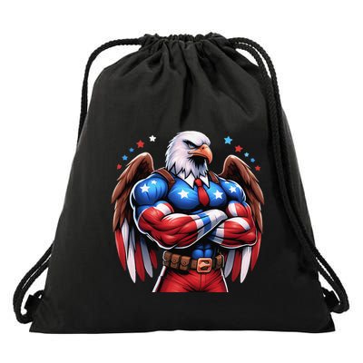 Patriotic Us Flag Patriotic Eagle July Usa American Flag Drawstring Bag