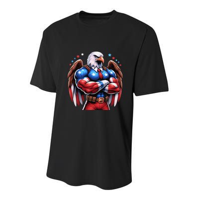 Patriotic Us Flag Patriotic Eagle July Usa American Flag Youth Performance Sprint T-Shirt