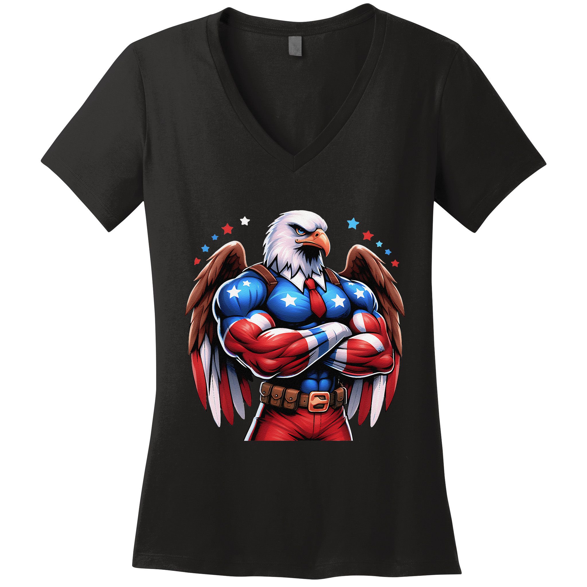 Patriotic Us Flag Patriotic Eagle July Usa American Flag Women's V-Neck T-Shirt