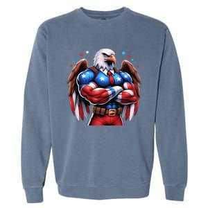 Patriotic Us Flag Patriotic Eagle July Usa American Flag Garment-Dyed Sweatshirt