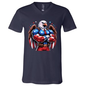 Patriotic Us Flag Patriotic Eagle July Usa American Flag V-Neck T-Shirt