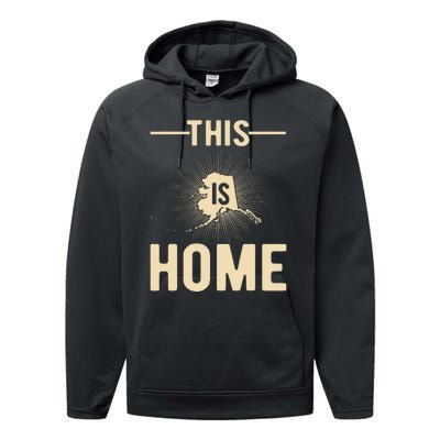 Proud Usa Fan State This Is Home Map Alaska Performance Fleece Hoodie