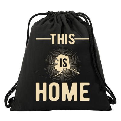 Proud Usa Fan State This Is Home Map Alaska Drawstring Bag