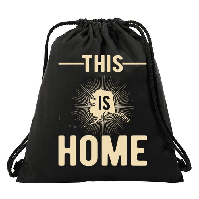 Proud Usa Fan State This Is Home Map Alaska Drawstring Bag