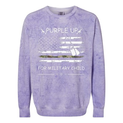 Purple Up For Military Child Month USA Flag Colorblast Crewneck Sweatshirt