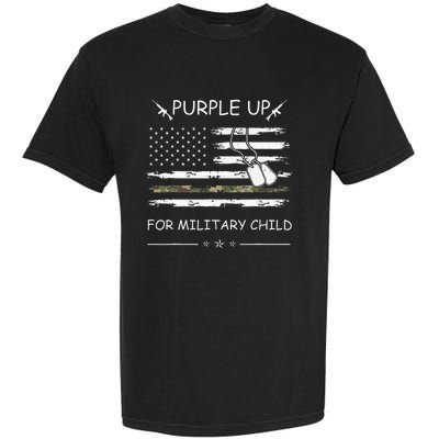 Purple Up For Military Child Month USA Flag Garment-Dyed Heavyweight T-Shirt