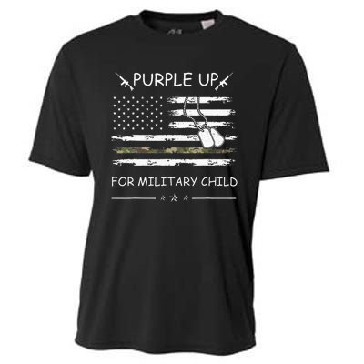 Purple Up For Military Child Month USA Flag Cooling Performance Crew T-Shirt