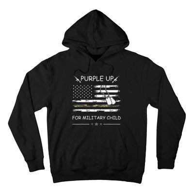 Purple Up For Military Child Month USA Flag Hoodie