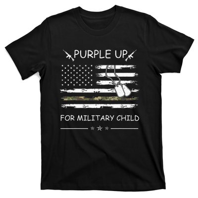 Purple Up For Military Child Month USA Flag T-Shirt