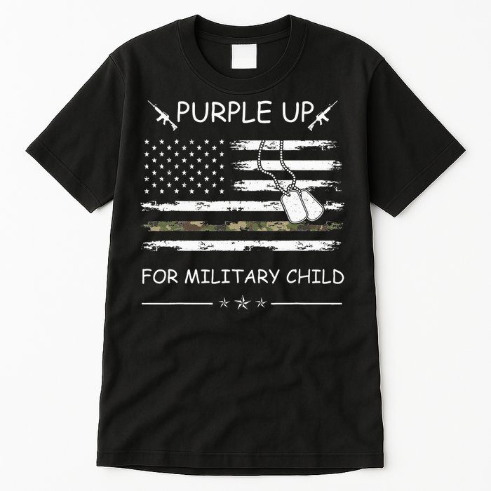 Purple Up For Military Child Month USA Flag Tall T-Shirt