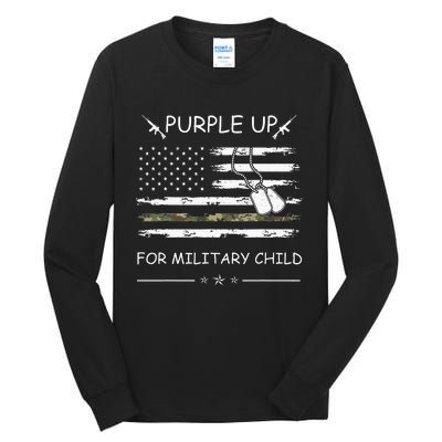 Purple Up For Military Child Month USA Flag Tall Long Sleeve T-Shirt