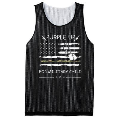 Purple Up For Military Child Month USA Flag Mesh Reversible Basketball Jersey Tank