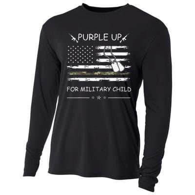 Purple Up For Military Child Month USA Flag Cooling Performance Long Sleeve Crew