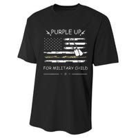 Purple Up For Military Child Month USA Flag Performance Sprint T-Shirt