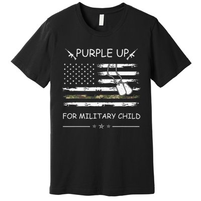 Purple Up For Military Child Month USA Flag Premium T-Shirt