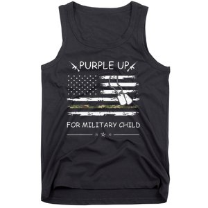 Purple Up For Military Child Month USA Flag Tank Top