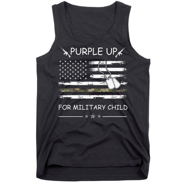 Purple Up For Military Child Month USA Flag Tank Top