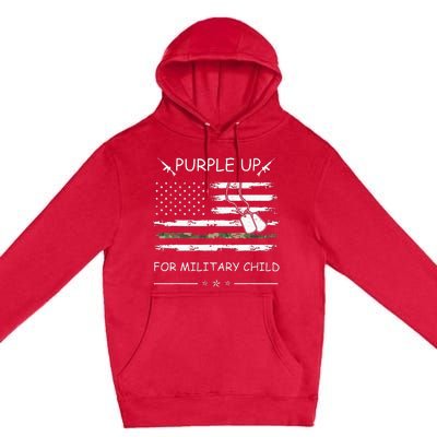 Purple Up For Military Child Month USA Flag Premium Pullover Hoodie