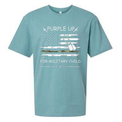 Purple Up For Military Child Month USA Flag Sueded Cloud Jersey T-Shirt