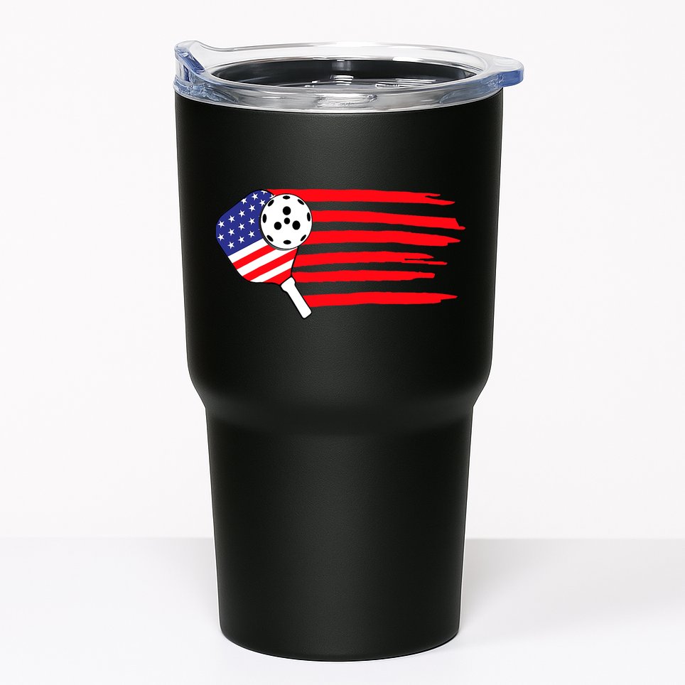 Pickleball US Flag American Patriotic Pickleball 4th Of July Tumbler