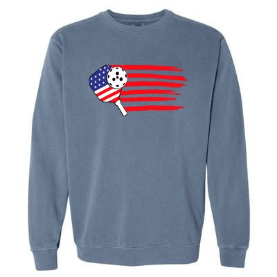 Pickleball US Flag American Patriotic Pickleball 4th Of July Garment-Dyed Sweatshirt