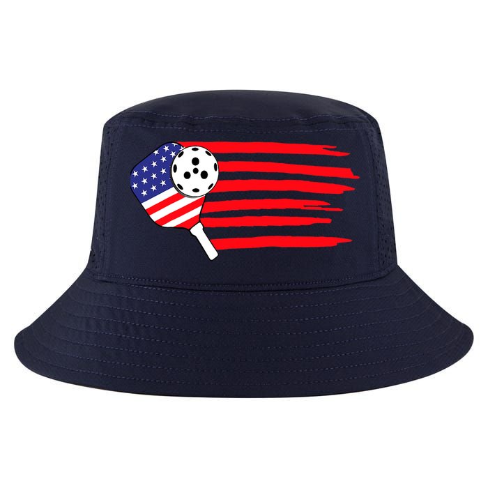 Pickleball US Flag American Patriotic Pickleball 4th Of July Cool Comfort Performance Bucket Hat