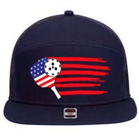 Pickleball US Flag American Patriotic Pickleball 4th Of July 7 Panel Mesh Trucker Snapback Hat
