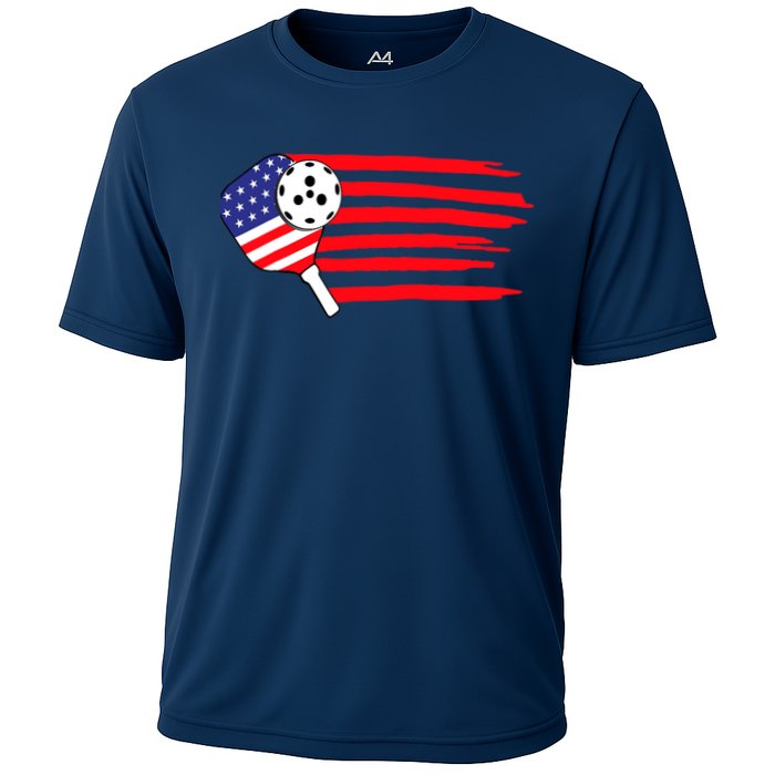 Pickleball US Flag American Patriotic Pickleball 4th Of July Cooling Performance Crew T-Shirt