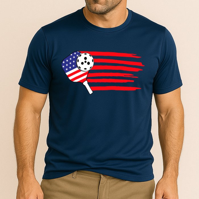 Pickleball US Flag American Patriotic Pickleball 4th Of July Cooling Performance Crew T-Shirt