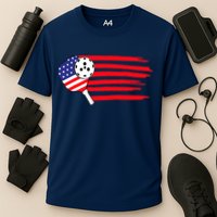 Pickleball US Flag American Patriotic Pickleball 4th Of July Cooling Performance Crew T-Shirt
