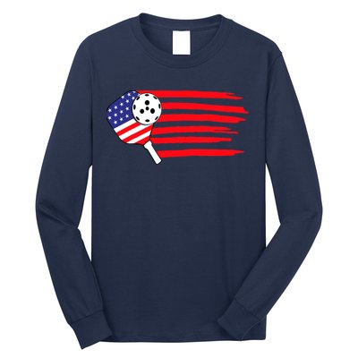 Pickleball US Flag American Patriotic Pickleball 4th Of July Long Sleeve Shirt