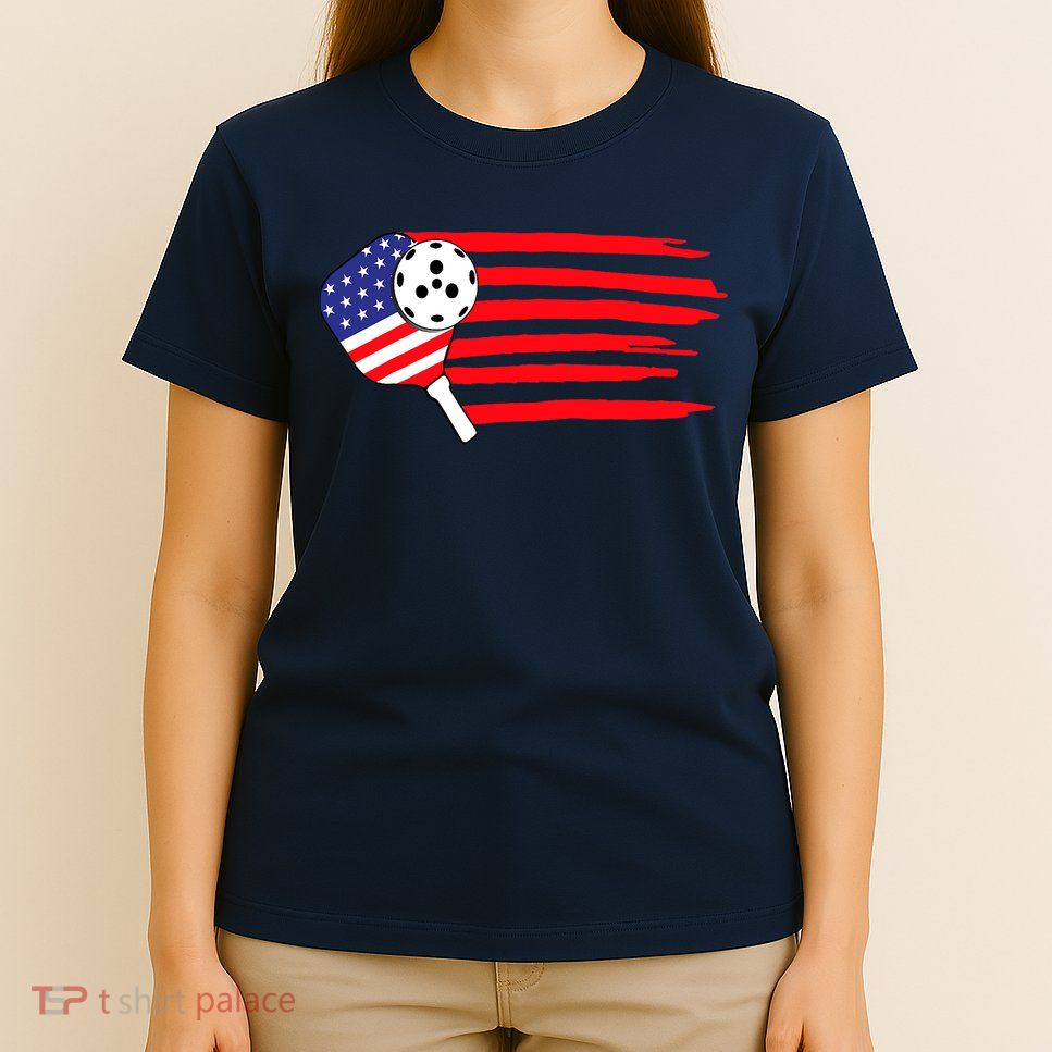 Pickleball US Flag American Patriotic Pickleball 4th Of July T-Shirt