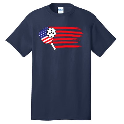 Pickleball US Flag American Patriotic Pickleball 4th Of July Tall T-Shirt