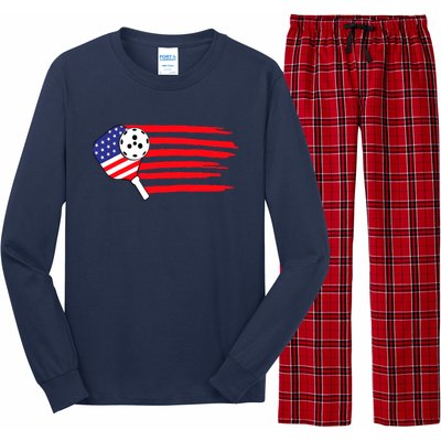 Pickleball US Flag American Patriotic Pickleball 4th Of July Long Sleeve Pajama Set