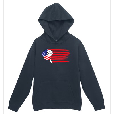 Pickleball US Flag American Patriotic Pickleball 4th Of July Urban Pullover Hoodie