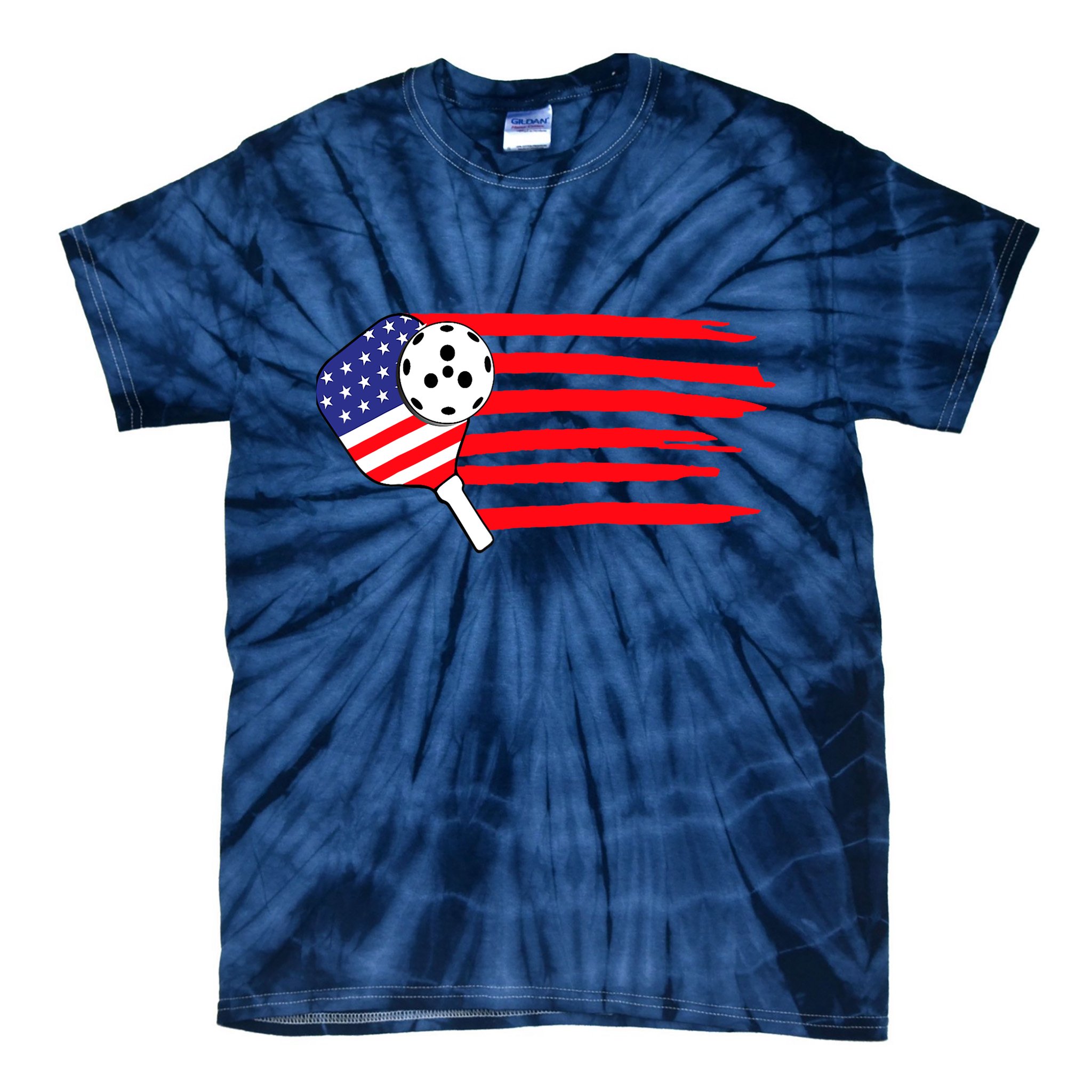 Pickleball US Flag American Patriotic Pickleball 4th Of July Tie-Dye T-Shirt