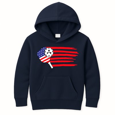 Pickleball US Flag American Patriotic Pickleball 4th Of July Kids Hoodie