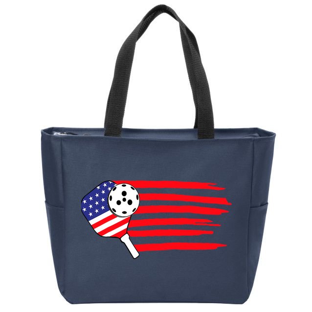 Pickleball US Flag American Patriotic Pickleball 4th Of July Zip Tote Bag