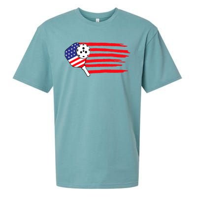 Pickleball US Flag American Patriotic Pickleball 4th Of July Sueded Cloud Jersey T-Shirt