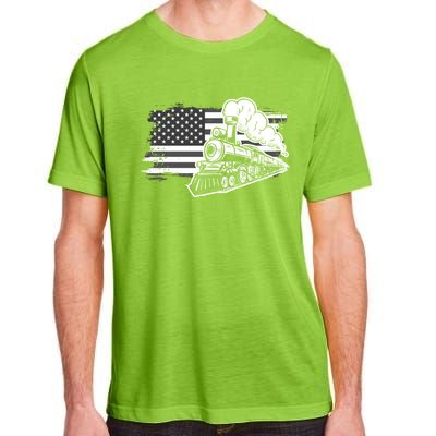 Patriotic Us Flag Train Model Trains Trainspotting Funny Gift Adult ChromaSoft Performance T-Shirt