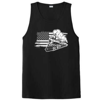 Patriotic Us Flag Train Model Trains Trainspotting Funny Gift PosiCharge Competitor Tank