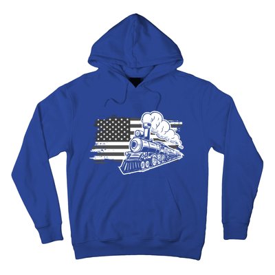 Patriotic Us Flag Train Model Trains Trainspotting Funny Gift Hoodie