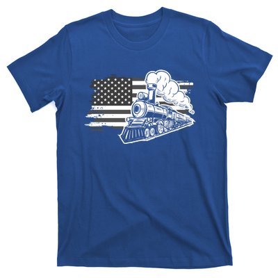 Patriotic Us Flag Train Model Trains Trainspotting Funny Gift T-Shirt