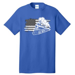 Patriotic Us Flag Train Model Trains Trainspotting Funny Gift Tall T-Shirt