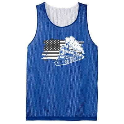 Patriotic Us Flag Train Model Trains Trainspotting Funny Gift Mesh Reversible Basketball Jersey Tank