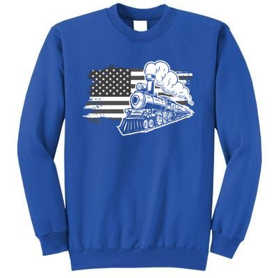 Patriotic Us Flag Train Model Trains Trainspotting Funny Gift Tall Sweatshirt