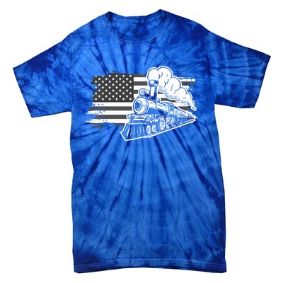 Patriotic Us Flag Train Model Trains Trainspotting Funny Gift Tie-Dye T-Shirt